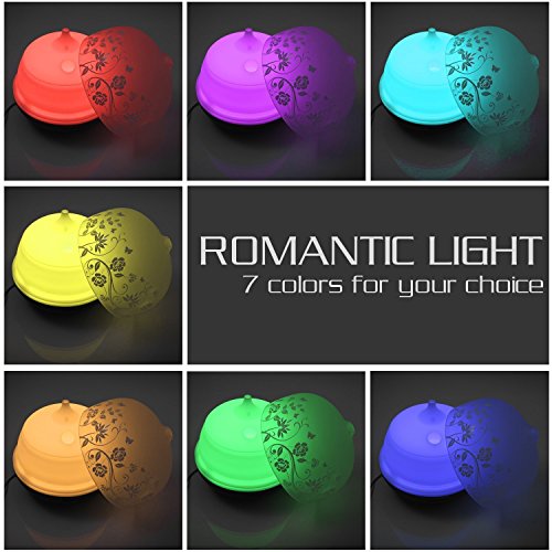 ISELECTOR 500ml Glas Aroma Diffuser/Diffusor Ultraschall Luftbefeuchter Duftzerstäuber mit 7 LED Farbwechsel und Timer für Aromatherapie und ätherische Öle Holz - 2