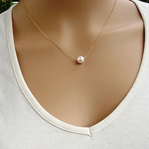 Halskette, Ularmo Frauen einfach imitieren Perle Bib Choker Halsband Halskette