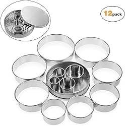 Anpro 12PCS Emporte-Pièces Acier Inoxydable Emporte-pièces Rond Pâtisserie pour Les Biscuits, Les Pâtes à Sucre, Les Gâteaux-12 Tailles Différentes