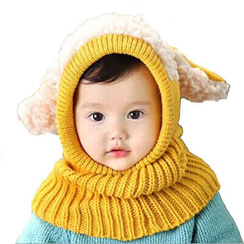 Malloom® 1PC Winter Baby Kids Girls Boys Warm Woolen Coif Hood Scarf Caps Hats (Yellow)