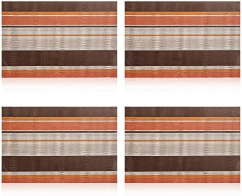 Table Mats Set of 6 Cross-weave PVC Dining Table Mats,Heat Resistant Washable Pretty Decor