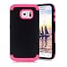Produktbild Girlyard Tough Armor Hülle für Galaxy S7 Edge Hybrid 3 in 1 Vorne und Hinten Bumper Schutz, Weich Silikon mit Hart PC Full Cover High Impact Defender Anti-Kratzer Stoßfest für Samsung Galaxy S7 Edge - Schwarz + Rose Rot