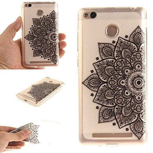 Qiaogle Tel  fono Caso - Funda de TPU silicona Carcasa Case Cover para Xiaomi Redmi 3s  5 0 Pulgadas  -  TX70   Negro Flor 