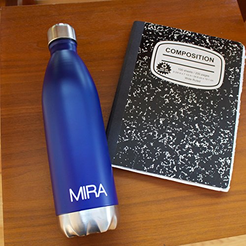 MIRA doppelwandige vakuumisolierte Edelstahl-Wasserflasche, 0,75 l, Colaflaschenform, blue, von MIRA Brands - 3