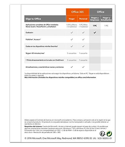 Microsoft Office Hogar y Empresas 2016 T5D-02899 1 licencia para PC Microsoft Office Hogar y Empresas 2016 T5D-02899 1 licencia para PC