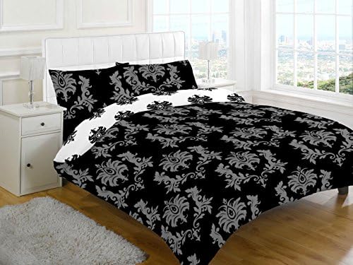 Floral Duvet Cover Set Super King Size superKing Bed With Pillowcases Quilt Bedding Set Reversible Poly Cotton , Chevron Black