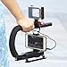 Produktbild U-Grip + Telefon Clip + 96 LED Licht + Boya BY-MM1 Mikrofon-Set, Triple 3 Schuh-Halterungen Video Action Stabilisiergriff Griff Rig für iPhone 7 Plus Canon Nikon Sony DSLR Kamera / Camcorder