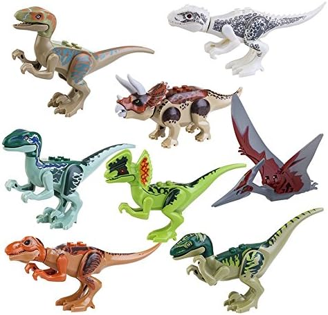 IROCH 8pcs ABS Dinos Toy,Dinosaur Building Blocks Miniature Action Figures