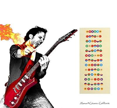 Alaman Guitare Stickers pour l'apprentissage, Alaman Code couleur Note pour guitare apprentissage, 100% de décalcomanies de guitare en vinyle pour vous aider à Apprendre à jouer de la guitare à partir