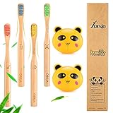 Bamboo Toothbrushes - Kids Toothbrushes, Soft Bristle Toothbrush, Biodegradable and Eco Friendly, Pack of 4