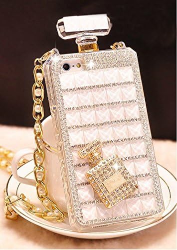 PIPIHUA iPhone7Plus Fashion Bonzer Bling Diamond Crystal Perfume Bottle Chain Handbag Case Cover For iPhone7Plus (White)