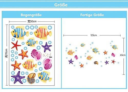 HALLOBO® Wandtattoo Fisch Ozean Wandaufkleber Bad Wandsticker Wall Sticker Wohnzimmer Schlafzimmer Deko - 5