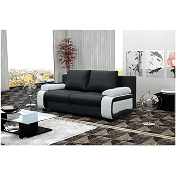 Tendencio Canape 3 Places Convertible Milano Noir Et Blanc Simili