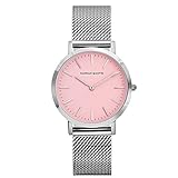 Damen Uhren,L'ananas 2018 Dame Rosa Zifferblatt Mesh-Armband Einstellbar Freie Größe Luxuriöses Geschäft Mode Uhren Watches (Silber)