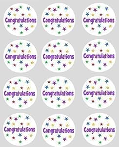 12x Congratulations Cupcake Toppers ricepaper 40mm precut: Amazon.co.uk ...