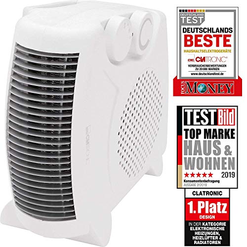 Clatronic Heizlüfter HL 3379, 2 Heizstufen (1000/max. 2000 Watt), Kaltstufe (Ventilator), 2 unterschiedliche Aufstellmöglichkeiten, weiß