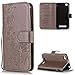 Produktbild FNBK Xiaomi Redmi 4A Hülle Leder Grau Löwenzahn Blumen Handyhülle Holster Leder Flip Wallet Cover Tasche Stand Case Card Slot Magnetverschluß Kratzfestes Schutzhülle
