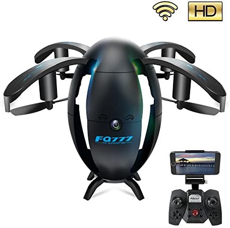 Drone with Camera and Live Video, UAV, 6-Axis Gyro 4 Channels Hobby RC Quadcopter Mini Drone with Headless Mode for Beginner, Altitude Hold, Headless Mode, Easy to Control, Flying Egg, Black