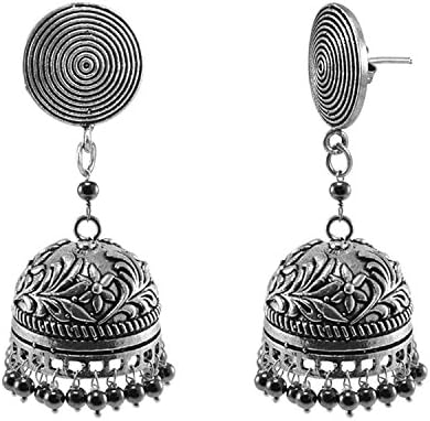 Silvestoo India Exotic Elegance Hematite And Round Jhumki Earrings-Banjara Rajasthani Jewellery PG 116894