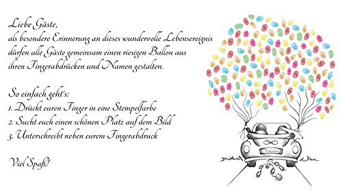 Personalisierter Wedding Tree Auto, Fingerabdruck Baum Hochzeit, Poster 29x42cm, Geschenk zur Hochzeit, Alternative zum: Hochzeitsgästebuch, Gästebuch Hochzeit & Wedding Tree Leinwand - 3