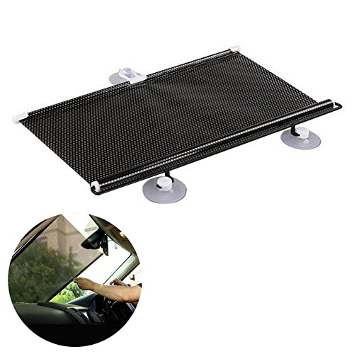 Preisvergleich Produktbild Schutzabdeckung für Auto Windschutzscheibe, faltbar Auto Windschutzscheibe Sonnenschutz ausklappbare Sonnenmarkise Auto Rollos, Blöcke Sun, Blendung und UV-Strahlung für eine Kühler KFZ, Passform für vorne und hinten Windows, 125x45cm