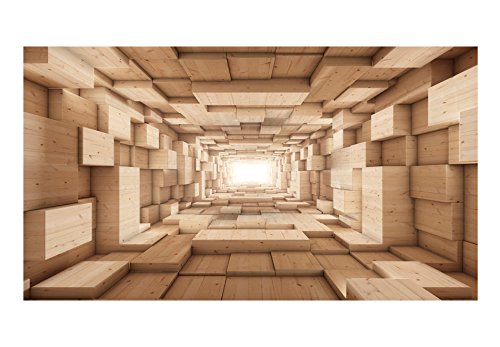 Vlies Fototapete 500×280 cm – 3 Farben zur Auswahl – Top – Tapete – Wandbilder XXL – Wandbild – Bild – Fototapeten – Tapeten – Wandtapete – Abstrakt Tunnel Holz 3D geometrisch a-B-0035-a-b - 5