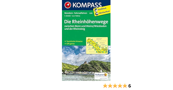 Kompass Wanderkarte Die Rheinhohenwege Zwischen Bonn Und Mainz Wiesbaden Und Der Rheinsteig Wanderkarte Mit Radtouren Und Tourisitschen Hinweisen Gps Genau 1 50000 Kompass Wanderkarten Band 829 Amazon De Kompass Karten Gmbh Bucher