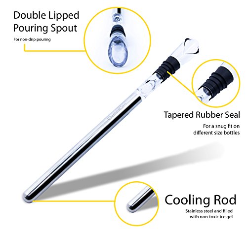 HOMPO Edelstahl Weinkühler Stick Stange Weinflaschenkühler Flaschenkühler mit Dekantier-Ausgießer und Edelstahl-Kühlstab - 2