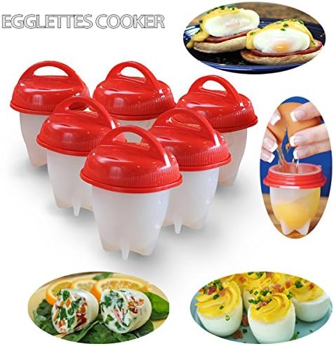 Egg Cooker Hard &amp; Soft Maker - Silicone Egg Cooker BPA Free, Non Stick Silicone, Poacher, Boiled, Steamer, Eggies AS SEEN ON TV, 6 Pcs - Park