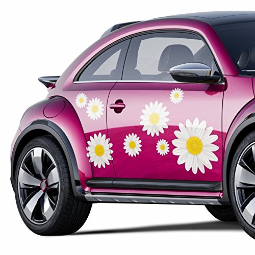 malango® 20 Gänseblümchen Aufkleber im Set für glatte Oberflächen