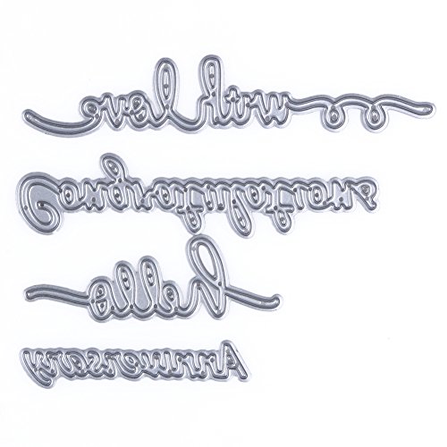 Amazingdeal365 4 PCS Buchstabieren Metall Form Schablonen Schneiden DIY Dekor Sammelalbum Karten Buchzeichen Lesezeichen als Geschenk für Freunde Geburtstag Kinder,Kindergarten Hobby Schule Handarbeit Unterricht usw. Ein tolles Geschenk!