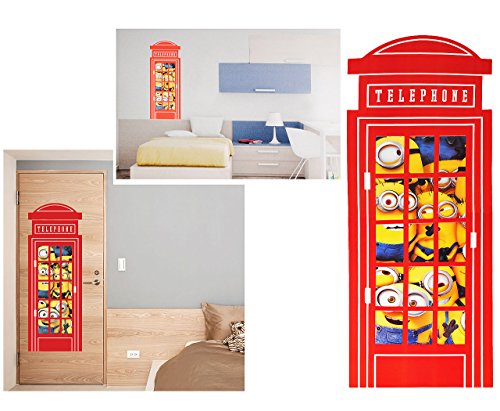 XXL Wandtattoo / Sticker - " Minion - Ich einfach unverbesserlich / in der Telefonzelle / Telefon " - Wandsticker - Aufkleber für Kinderzimmer - selbstklebend + wiederverwendbar - Minions / Mark Dave Stuart Bob Kevin - Mädchen & Jungen - Despicable Me - Kinder - Kinder - Wandaufkleber - Postersticker - Deko - Poster - Tattoo
