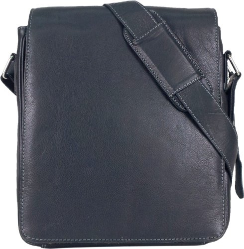 UNICORN Echt Leder Schwarz ipad , Ebook oder Tablets Messenger Tasche bag #1E - 2