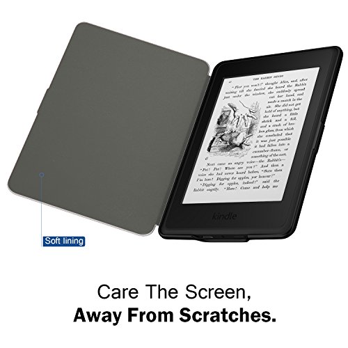 MoKo Kindle Paperwhite Hülle – Ultra Leightweight Schutzhülle Smart Cover mit auto Sleep / Wake Funktion für Alle Kindle Paperwhite (2016 / 2015 / 2013 / 2012 Modelle mit 6 Zoll Display), Notizbuch Schwarz - 3