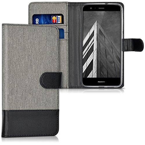 kwmobile Funda para Huawei P10 Lite - Carcasa de Tela y Cuero sint tico - con Tapa y Tarjetero Gris Negro reviews kwmobile Funda para Huawei P10 Lite - Carcasa de Tela y Cuero sint tico - con Tapa y Tarjetero Gris Negro
