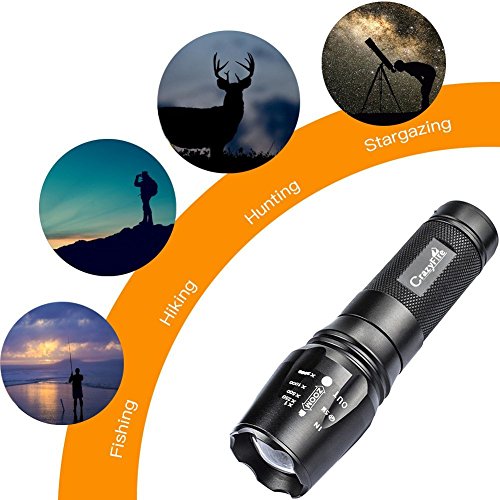 Taschenlampe Grünlicht CrazyFire 5 Modi Tactical Taschenlampen IPX7 Wasserdicht Grün LED Taschenlampen Fackel für die Jagd Fischen Wandern inklusive USB-Ladegerät und 18650 Li-Ionen-Akku – (Grün Licht) - 7