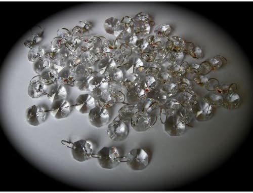 (C) 25 x Strips Of 3 Ready 14mm 30% lead Crystals Chrome Rings for Chandelier, Ceiling Lights, Christmas Tree, Wedding Tree, Feng Shui, Window Display ... etc..