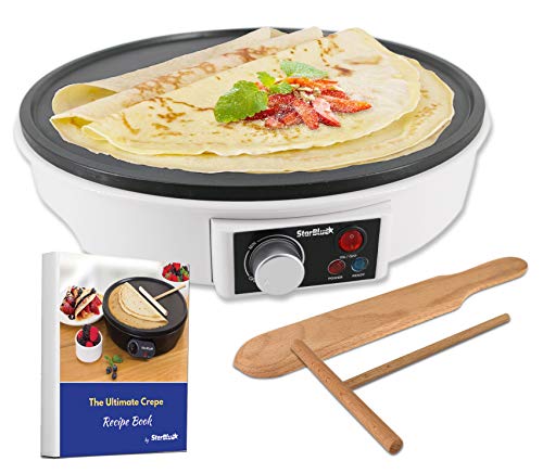 Máquina eléctrica para crepes de 30.5cm con espátula de madera bandeja antiadherente y portátil