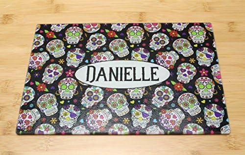 Customised Day Of The Dead / Sugar Skull Glass Placemat / Chopping Baord