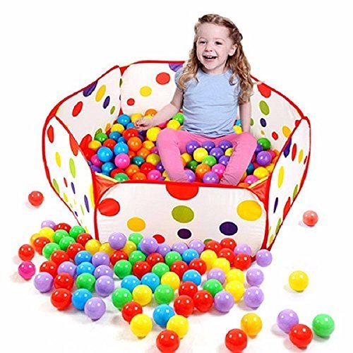 Amison - Vasca esagonale a pop up, a pois, per bambini, per giocare, portatile, utilizzabile come tenda/contenitore per giocattoli, palline non incluse