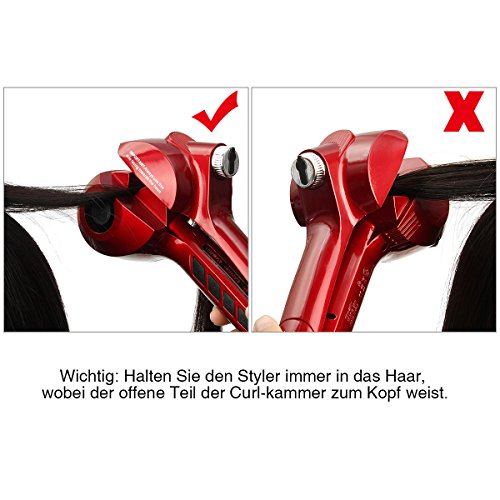 LUCKYFINE Funktion Dampf Schlafwickler Haar Dampf Schalter Curling Iron Red ¨C Display Digital LCD-Ranken, 3 Wege, 3 Einstellungen von Zeit, & 3 Temperaturstufen - 6
