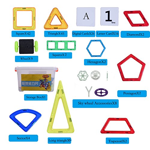 KAUFEN  Per 166 Stk Magnetische Bausteine mit Aufbewahrungsbox für Kinder, 3D DIY Educational Kleinkind Baukonstruktion Ziegel Spielzeug für Kreativität Fantasie Hirnentwicklung