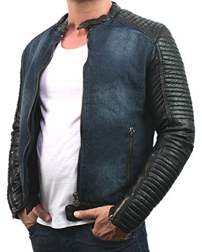 Stegol Herren Jeansjacke bergangsjacke Jacke Bikerjacke 9852, blau