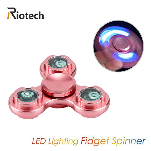 Riotech LED Lighting EDC Hand Tri-Spinner Fidget Hand Spinner Toys, Broloyalty Aluminum Alloy LED Fingertip Gyro Stress Reducer for ADD / ADHD / Anxiety and Autism,Children (Pink) Riotech LED Lighting EDC Hand Tri-Spinner Fidget Hand Spinner Toys, Broloyalty Aluminum Alloy LED Fingertip Gyro Stress Reducer for ADD / ADHD / Anxiety and Autism,Children (Pink)