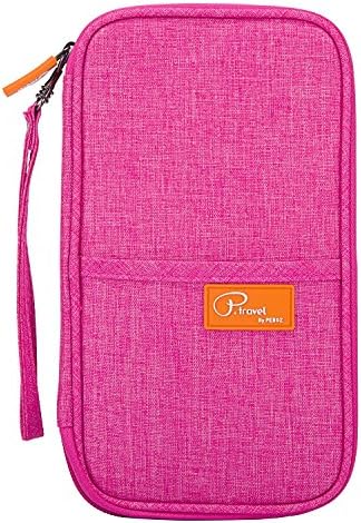 Passport Wallets Durable Waterproof Family Travel Wallet Purse with Zip Closure Document Organizer Passport Holder Ticket Credit ID Card Cash Case (Hot Pink, Large)