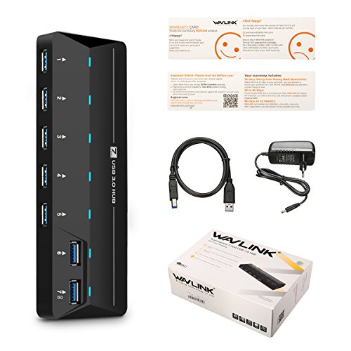 USB 3.0 Hub, ONCHOICE 6 Ports USB 3.0 + 1 QC Ladeport 1.5A Quick Charge LED-Anzeigen mit 5V/4A Netzteiladapter für MacBook,Windows Laptop, iPhone, iPad, Samsung und andere USB 3.0 kompatibel Geräten - 7