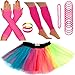 Price comparison product image REDSTAR FANCY DRESS Neon Tutu Skirt Leg Warmers Fishnet Gloves Necklace Beads Gummy Bracelets and Neon Wrist Beads (14-22 UK, Rainbow)