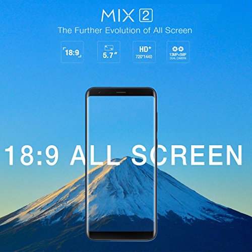 Ulefone MIX2 5,7 Pollici HD+ 18:9 4G Smartphone, Android 7.0 MTK6737H Quad Core 1.3GHz, 2GB RAM 16GB ROM, Dual Fotocamera Posteriore, Fingerprint ID, Dual SIM, 3380mAh Batteria, Blu