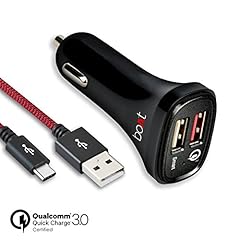 boAt Dual Port Rapid Car Charger (Qualcomm Certified) Smart Charging with Quick Charge 3.0 + Free Type C USB Cable Black
