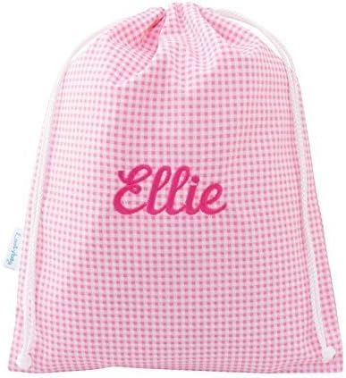 Personalised Drawstring Cotton Wash Bag Girls Pink Gingham